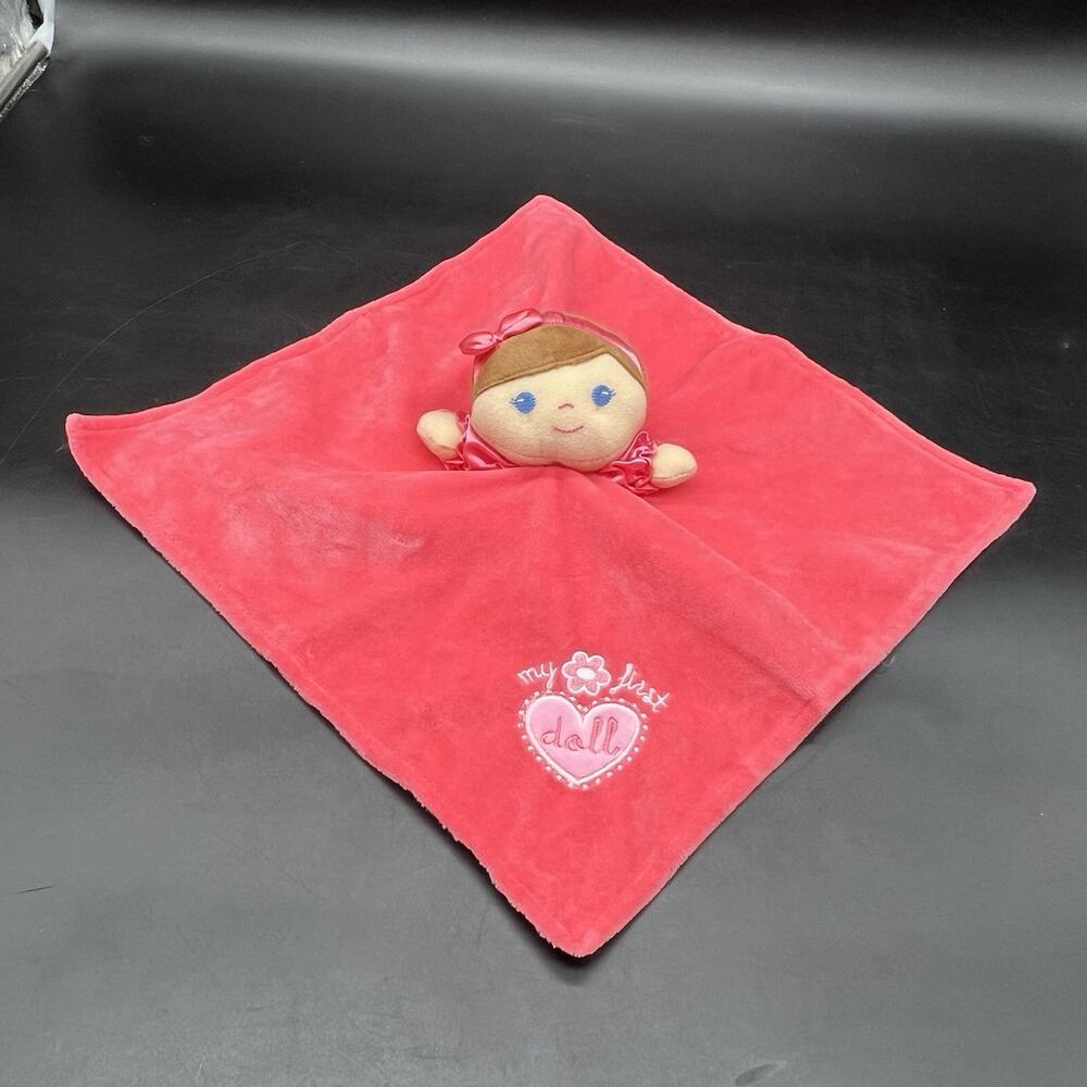 Baby Starters My First Doll Security Blanket Lovey Coral Pink Heart Rattle
